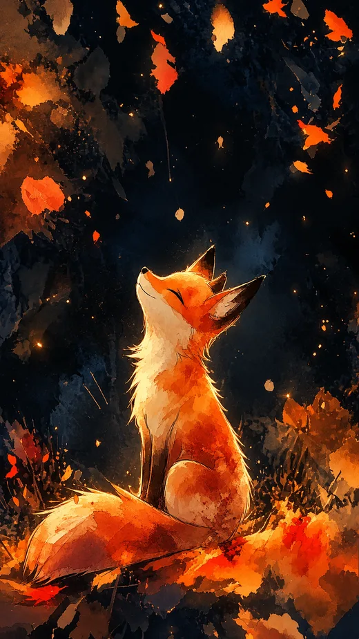 Autumn Fox, cute phone wallpaper