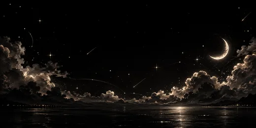 Crescent Night, minimal desktop wallpaper