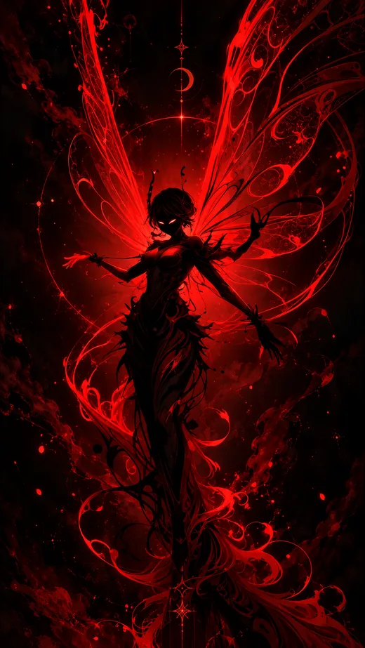 Crimson Fairy, dark phone wallpaper
