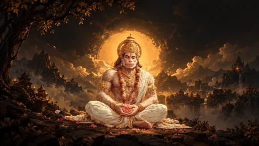 Hanuman in Meditation, dark desktop wallpaper