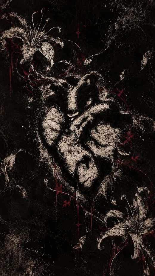 Ink Heart, dark phone wallpaper