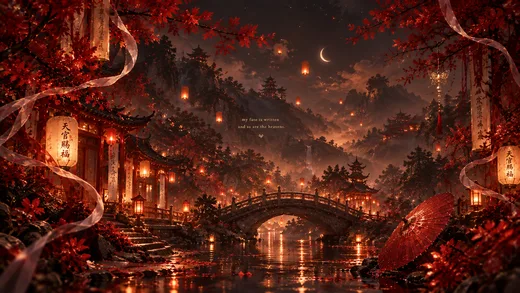 Lantern Bridge, vintage desktop wallpaper