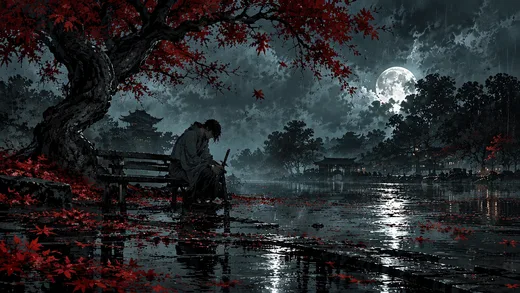 Lonely Ronin, dark desktop wallpaper