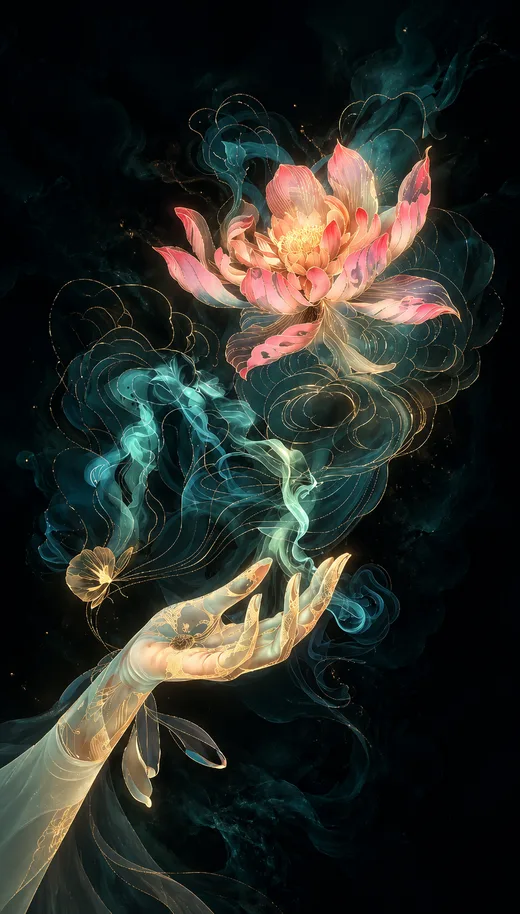 Lotus in Hand, abstract phone wallpaper