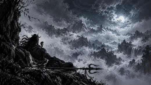 Mahadev at Rest, dark desktop wallpaper
