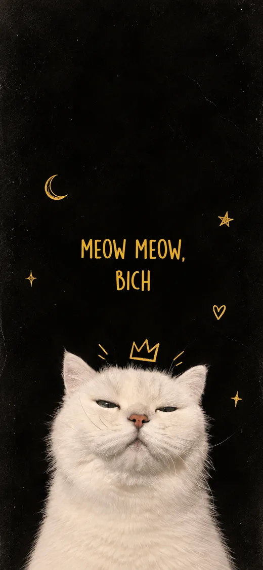 Meow Meow Crown, cute phone wallpaper
