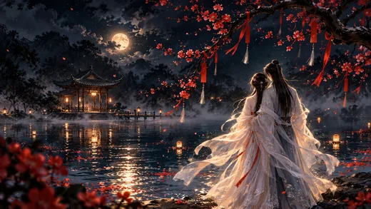 Moonlit Vows, dark desktop wallpaper