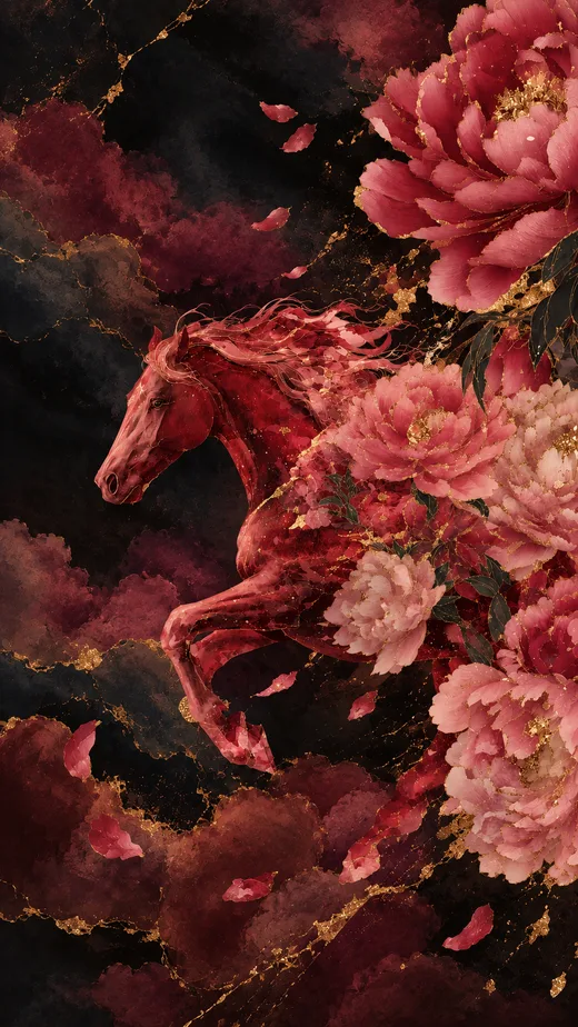Peony Stallion, pink phone wallpaper