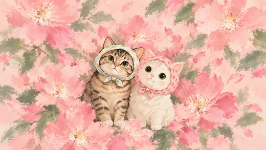 Petal Kittens, cute desktop wallpaper