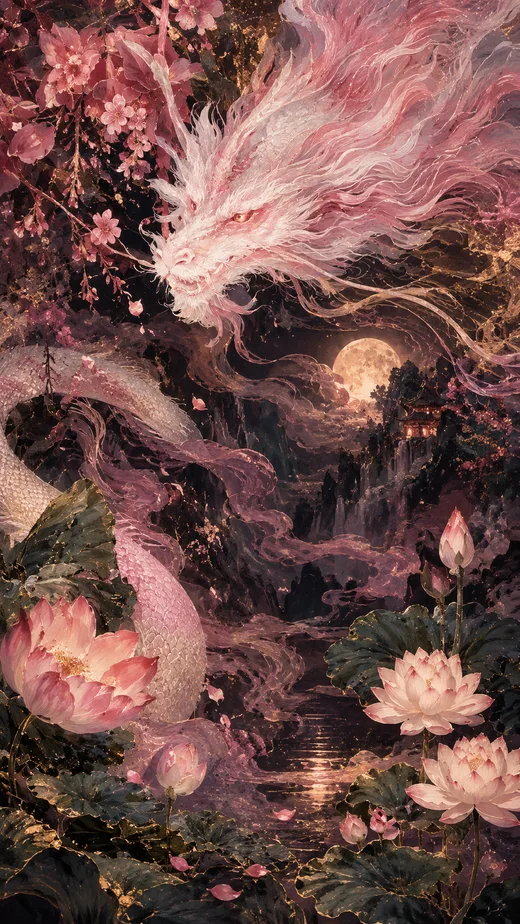 Pink Dragon Lotus, pink phone wallpaper
