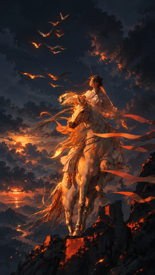 Rider of the Embers, vintage phone wallpaper