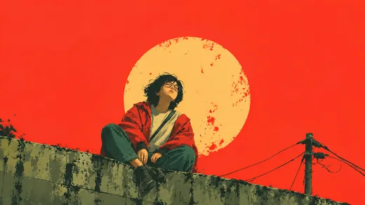 Rooftop Sun, retro desktop wallpaper