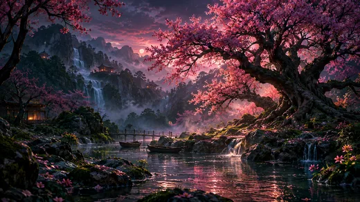 Sakura Falls, nature desktop wallpaper