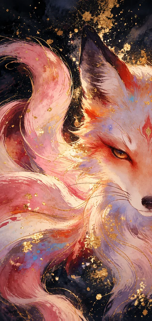Sakura Kitsune, pink phone wallpaper