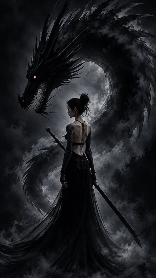 Shadow Dragon, dark phone wallpaper