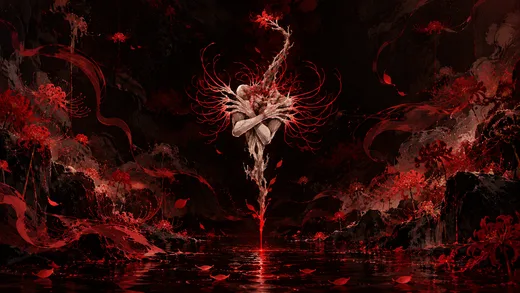 Spider Lily Spirit, dark desktop wallpaper