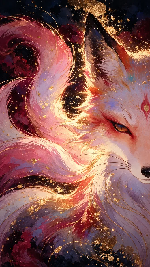 Spirit Fox, pink phone wallpaper