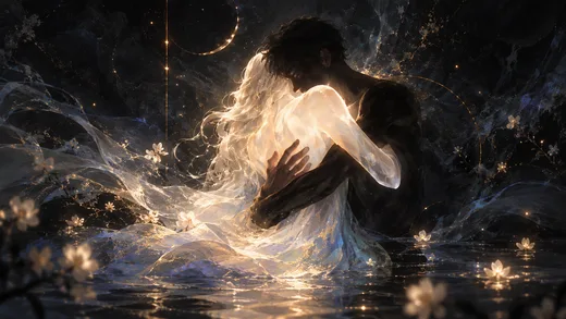 Starlit Embrace, dark desktop wallpaper