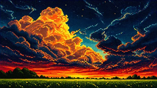 Stitched Sky, retro desktop wallpaper