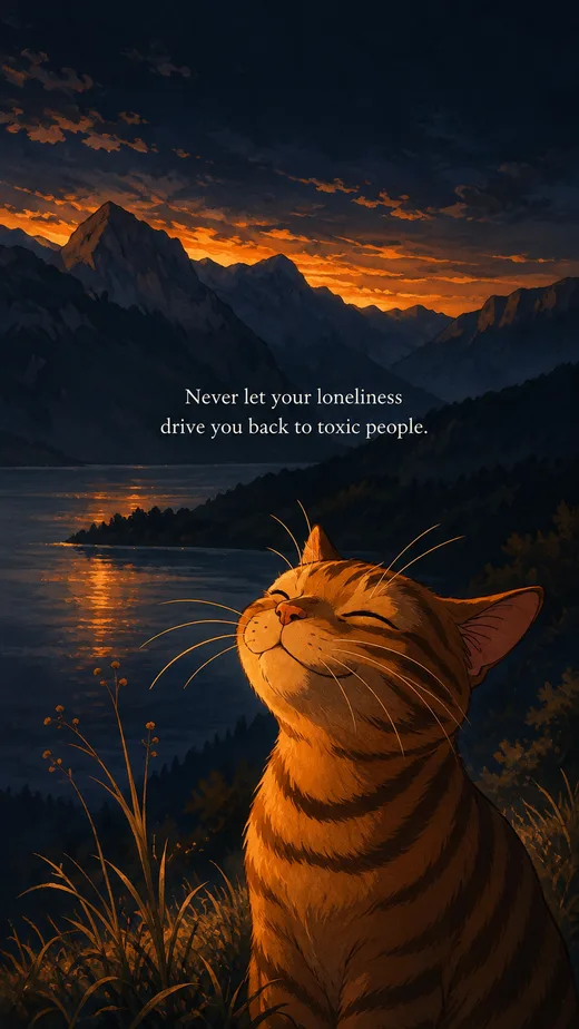 Sunset Cat, cute phone wallpaper