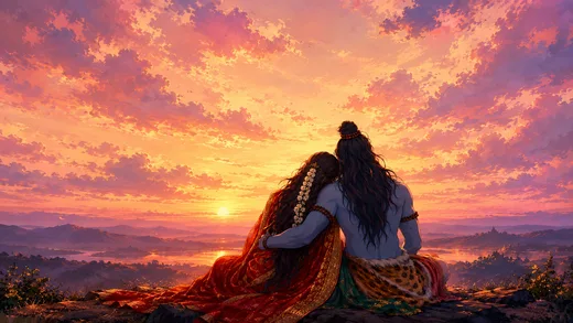 Sunset Hug, vintage desktop wallpaper