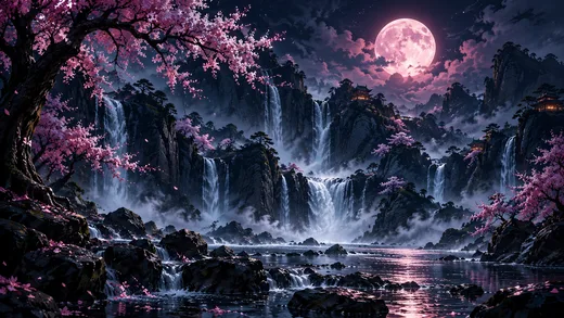 Violet Falls, psychedelic desktop wallpaper