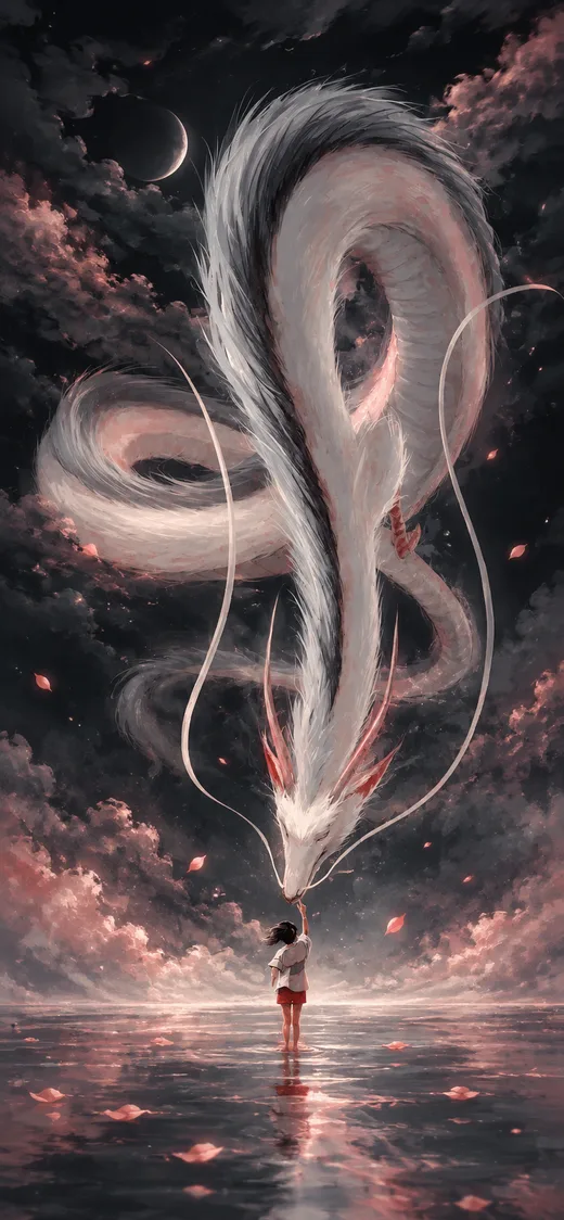 White Dragon, pink phone wallpaper